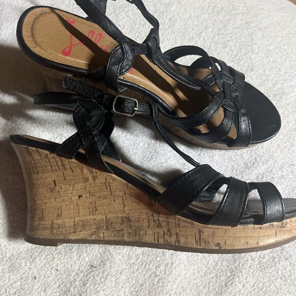Jellypop Womens Black Platform Strappy Wedge Heel Sandals Size 8 - Picture 4 of 9